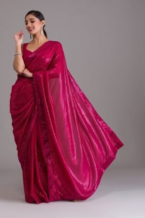 Rani Pink Sequins Georgette Designer Saree