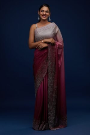 Wine Tissue Designer Saree