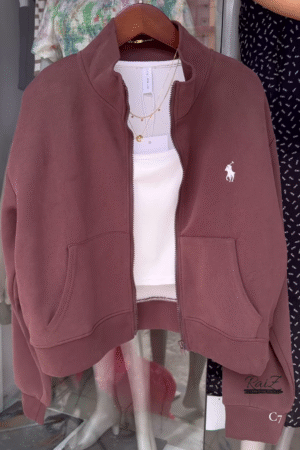 Zip-Up Layered Jackets 🧥✨ With High Collars & Gold Necklace Styling – Beige, White & Brown Variants