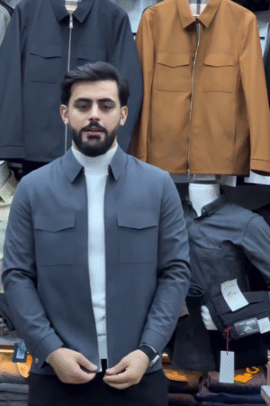 GRAY ZIP-UP UTILITY JACKET