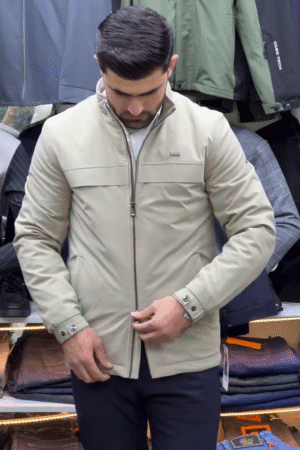 LIGHT BEIGE MAGO ZIP-UP JACKET
