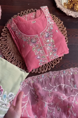 Premium Embroidered Pink Kurti with Matching Dupatta – Elegant Festive Wear Set