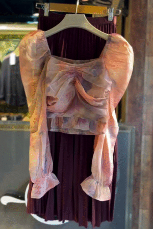 Wine Purple Pleated Midi Skirt with Statement Crystal Belt – Chic Western Wear Edition
