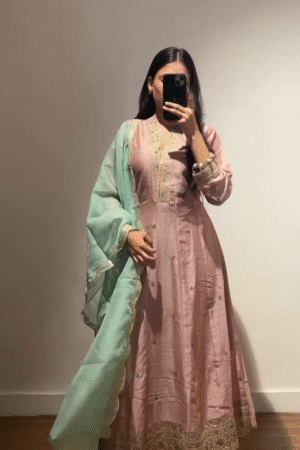 Brown Embroidered Kurta with Elegant Thread Work – Daily Wear & Semi-Festive Collection