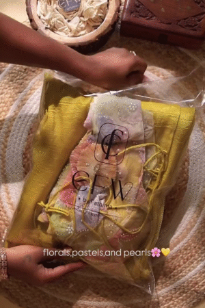 Sunshine Yellow Organza Dupatta with 3D Floral & Pearl Handwork